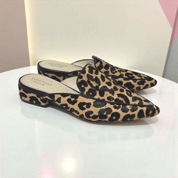 Cole Haan Women’s Piper Slip On Leopard Print Calf Hair Mules Size 7 - Picture 1 of 9
